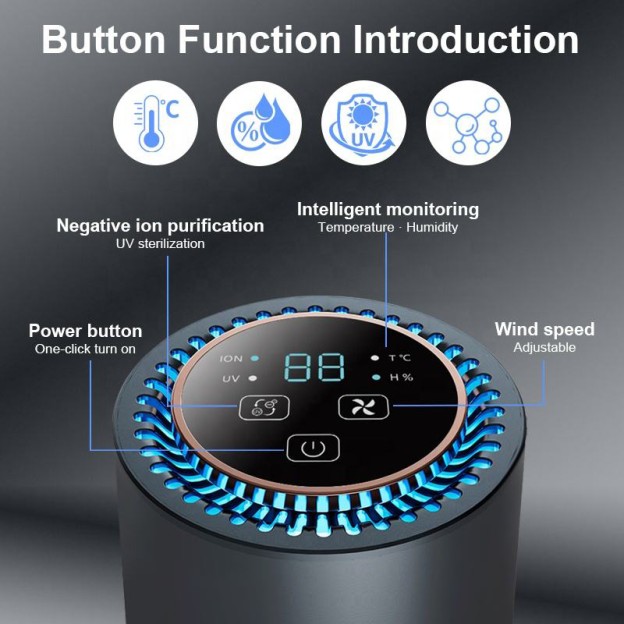 Portable Filter Air Purifier Desktop Home Office Car Ionizer Portable Filter Air Purifier Desktop Home Office Car Ionizer