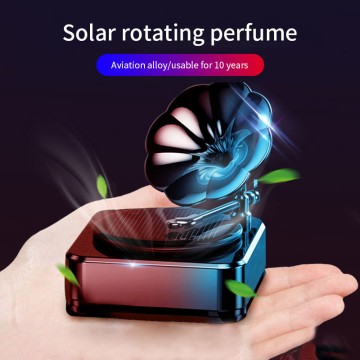 Retro Solar Phonograph Car Aroma Diffuser Rotating Decoration