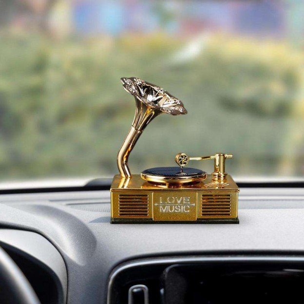 Retro Solar-Powered Phonograph Car Air Freshener Retro Solar-Powered Phonograph Car Air Freshener