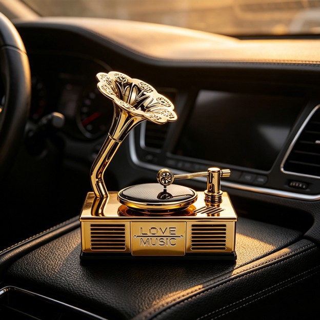Retro Solar-Powered Phonograph Car Air Freshener Retro Solar-Powered Phonograph Car Air Freshener