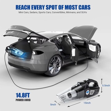 Portable Car Vacuum Cleaner DC 11.1V 70W 6000Pa Cyclone Wet/Dry