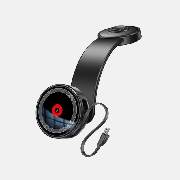 360° Adjustable Aluminum Alloy Magnetic 15W Wireless Charging Phone Holder with Retractable Cable