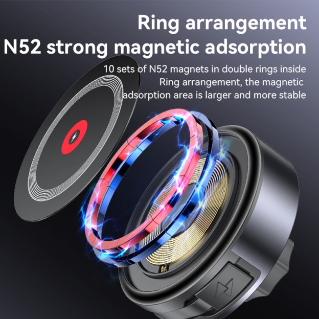 360° Adjustable Aluminum Alloy Magnetic 15W Wireless Charging Phone Holder with Retractable Cable 360° Adjustable Aluminum Alloy Magnetic 15W Wireless Charging Phone Holder with Retractable Cable