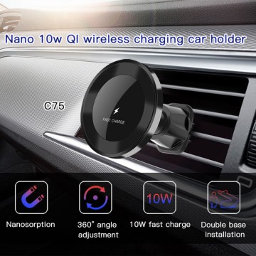 10W Wireless Charging Phone Mount Car Vent Clip Phone Holder