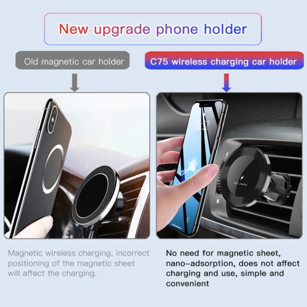 10W Wireless Charging Phone Mount Car Vent Clip Phone Holder 10W Wireless Charging Phone Mount Car Vent Clip Phone Holder