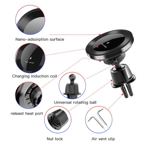 10W Wireless Charging Phone Mount Car Vent Clip Phone Holder 10W Wireless Charging Phone Mount Car Vent Clip Phone Holder