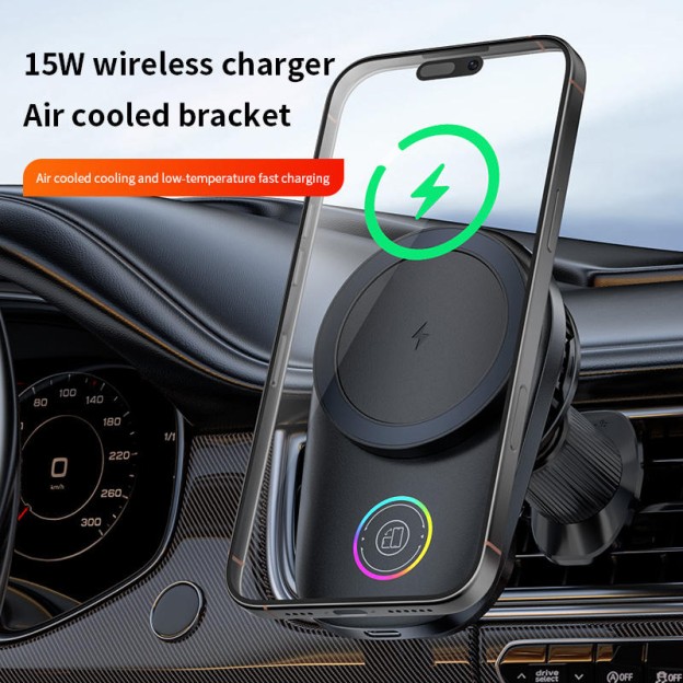 Magnetic Phone Navigation Mount 25W Car Wireless Charger Cooling Fan Rotation Touch Control Magnetic Phone Navigation Mount 25W Car Wireless Charger Cooling Fan Rotation Touch Control