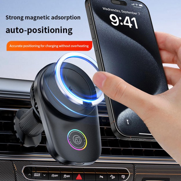 Magnetic Phone Navigation Mount 25W Car Wireless Charger Cooling Fan Rotation Touch Control Magnetic Phone Navigation Mount 25W Car Wireless Charger Cooling Fan Rotation Touch Control