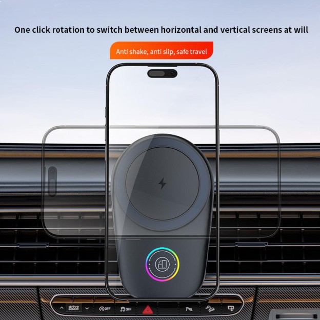 Magnetic Phone Navigation Mount 25W Car Wireless Charger Cooling Fan Rotation Touch Control Magnetic Phone Navigation Mount 25W Car Wireless Charger Cooling Fan Rotation Touch Control