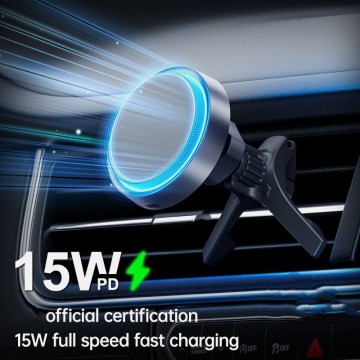 Electric Rotating Magnetic Car Wireless Charger Mount 15W Fast Charging