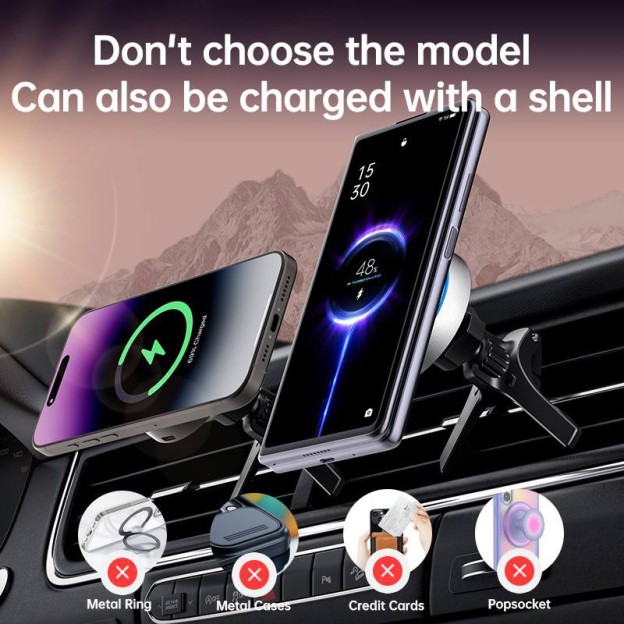 Electric Rotating Magnetic Car Wireless Charger Mount 15W Fast Charging Electric Rotating Magnetic Car Wireless Charger Mount 15W Fast Charging