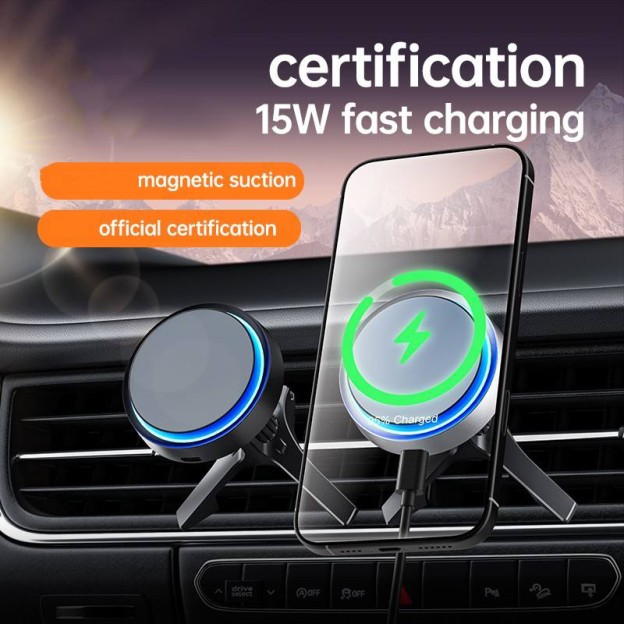 Electric Rotating Magnetic Car Wireless Charger Mount 15W Fast Charging Electric Rotating Magnetic Car Wireless Charger Mount 15W Fast Charging