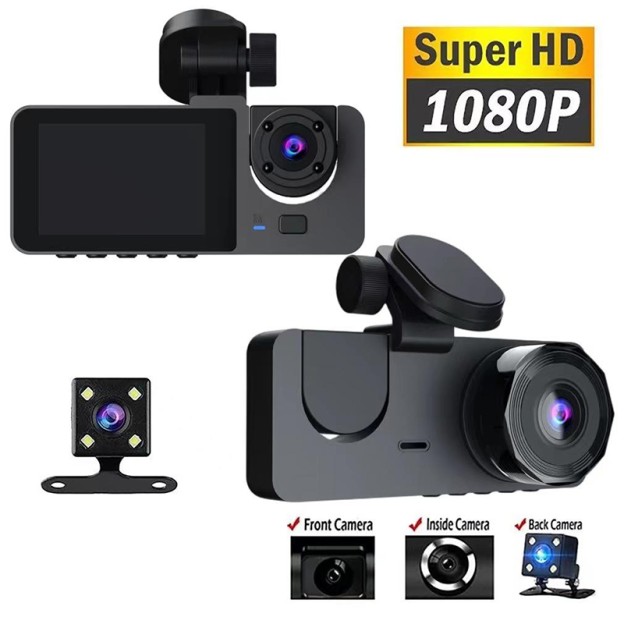 4-Inch Three-Lens Dash Cam with GPS Night Vision 4-Inch Three-Lens Dash Cam with GPS Night Vision