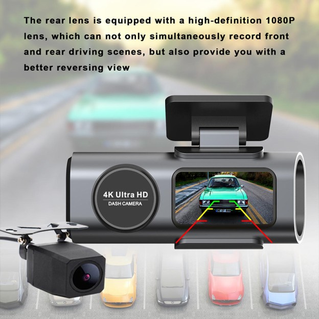 Front Rear Dual Lens 4K Dash Cam with GPS and G Sensor Front Rear Dual Lens 4K Dash Cam with GPS and G Sensor