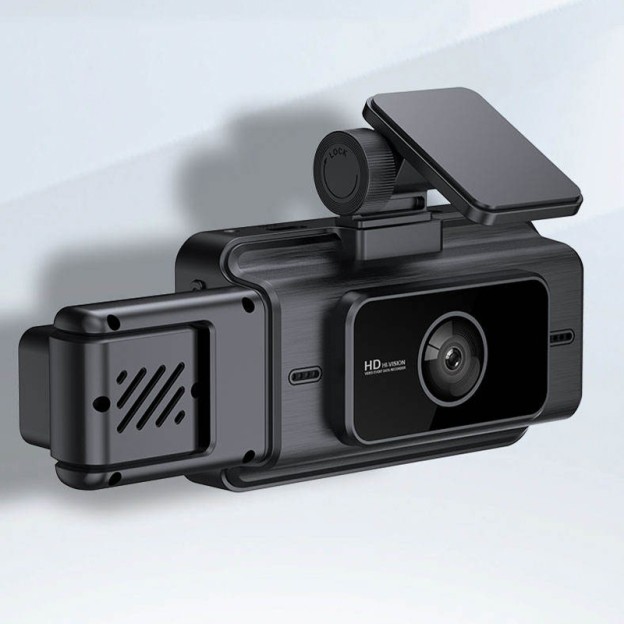 3-Lens Car Black Box True Wide Angle HD 1080p Triple Recording Night Vision Dashcam