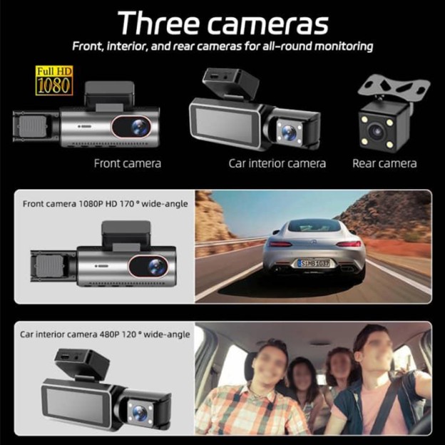 HD 1296P Dual Dashcam 3 Inch Screen Front and Rear Parking Monitor HD 1296P Dual Dashcam 3 Inch Screen Front and Rear Parking Monitor