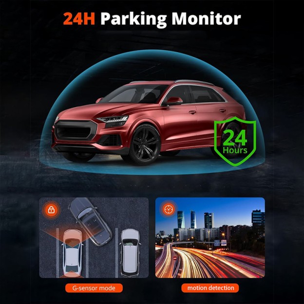 Smart 3 Inch Screen 4K Front Rear Dual Dashcam with Night Vision Parking Monitor