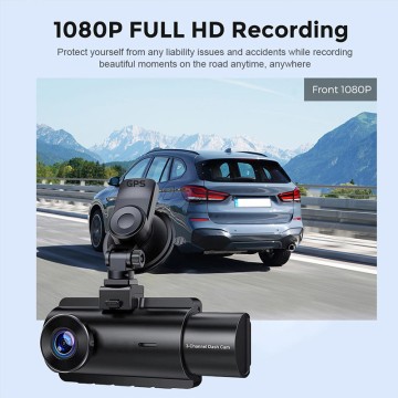Three Lens HD Front 4K Car Dashcam Rear 1080p Recording Real-Time Tracker Video Camera Vehicle Dashcam