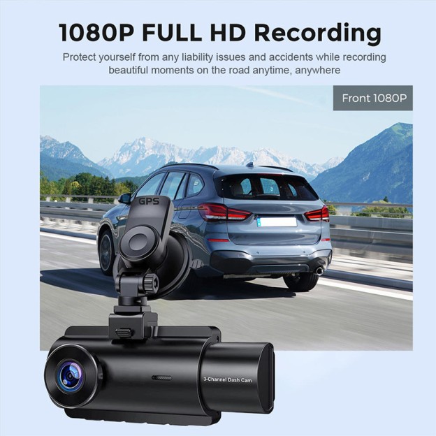 Three Lens HD Front 4K Car Dashcam Rear 1080p Recording Real-Time Tracker Video Camera Vehicle Dashcam Three Lens HD Front 4K Car Dashcam Rear 1080p Recording Real-Time Tracker Video Camera Vehicle Dashcam