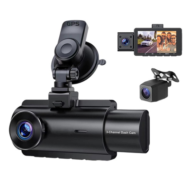 Three Lens HD Front 4K Car Dashcam Rear 1080p Recording Real-Time Tracker Video Camera Vehicle Dashcam Three Lens HD Front 4K Car Dashcam Rear 1080p Recording Real-Time Tracker Video Camera Vehicle Dashcam