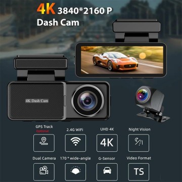 4K 2160P Car Dual Lens Dash Camera with GPS 24H Parking Monitor Night Vision