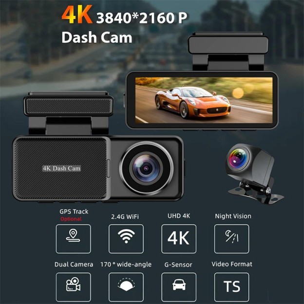4K 2160P Car Dual Lens Dash Camera with GPS 24H Parking Monitor Night Vision 4K 2160P Car Dual Lens Dash Camera with GPS 24H Parking Monitor Night Vision