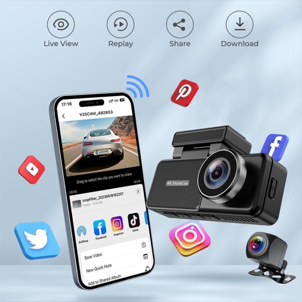 4K 2160P Car Dual Lens Dash Camera with GPS 24H Parking Monitor Night Vision 4K 2160P Car Dual Lens Dash Camera with GPS 24H Parking Monitor Night Vision